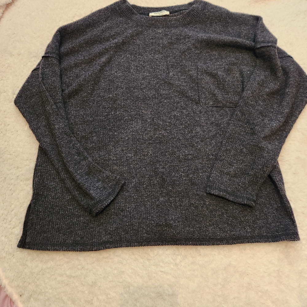 Willow boutique charcoal gray long sleeve zenana sweater